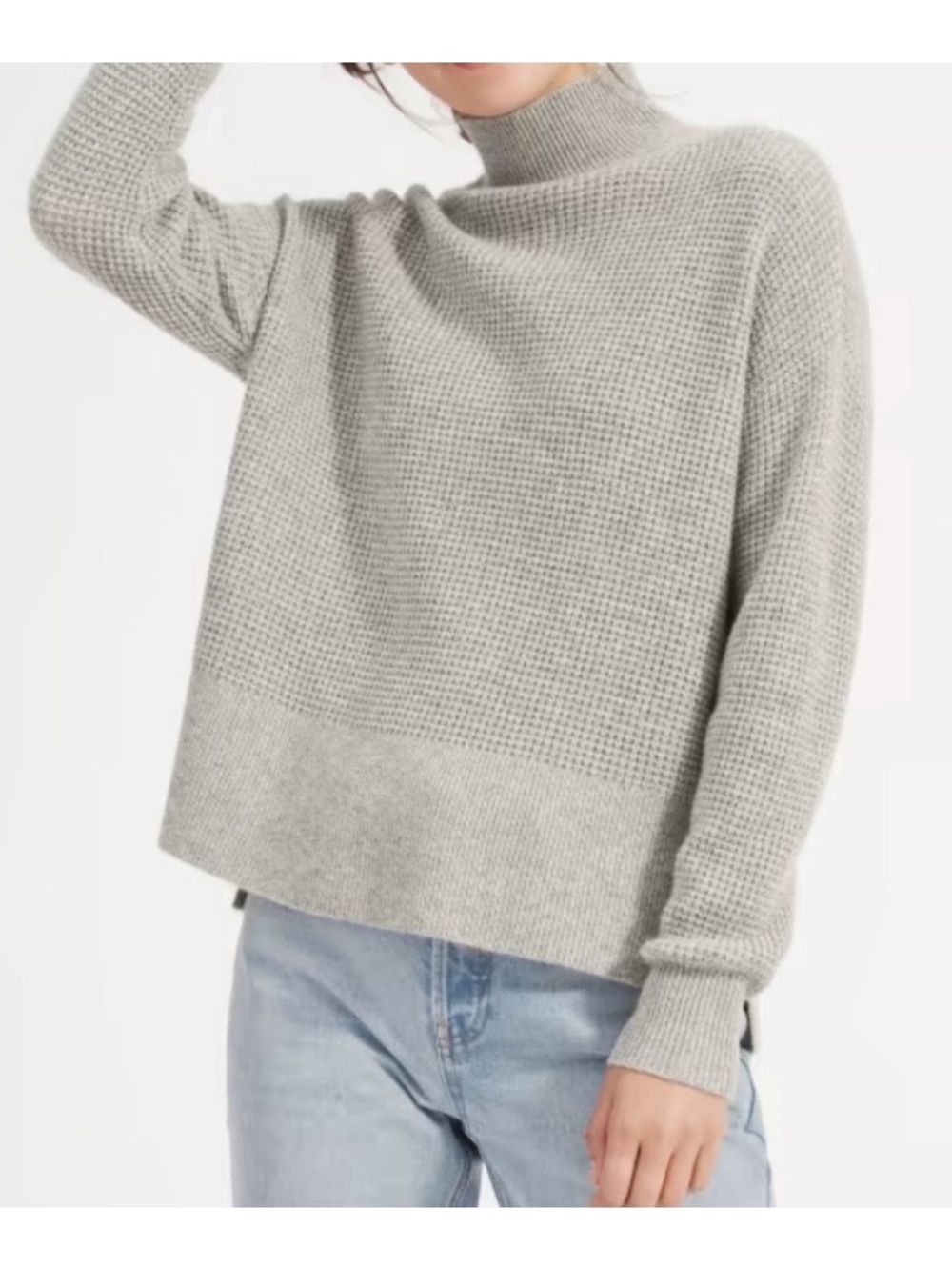 Everlane cashmere waffle square turtleneck sweater sz large